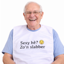 Slabber volwassenen 46x80 cm – Tekst Sexy - Waterdichte beschermslab – Senioren slab – Grote bavet – Fleece onderlaag – TPU tussenlaag 